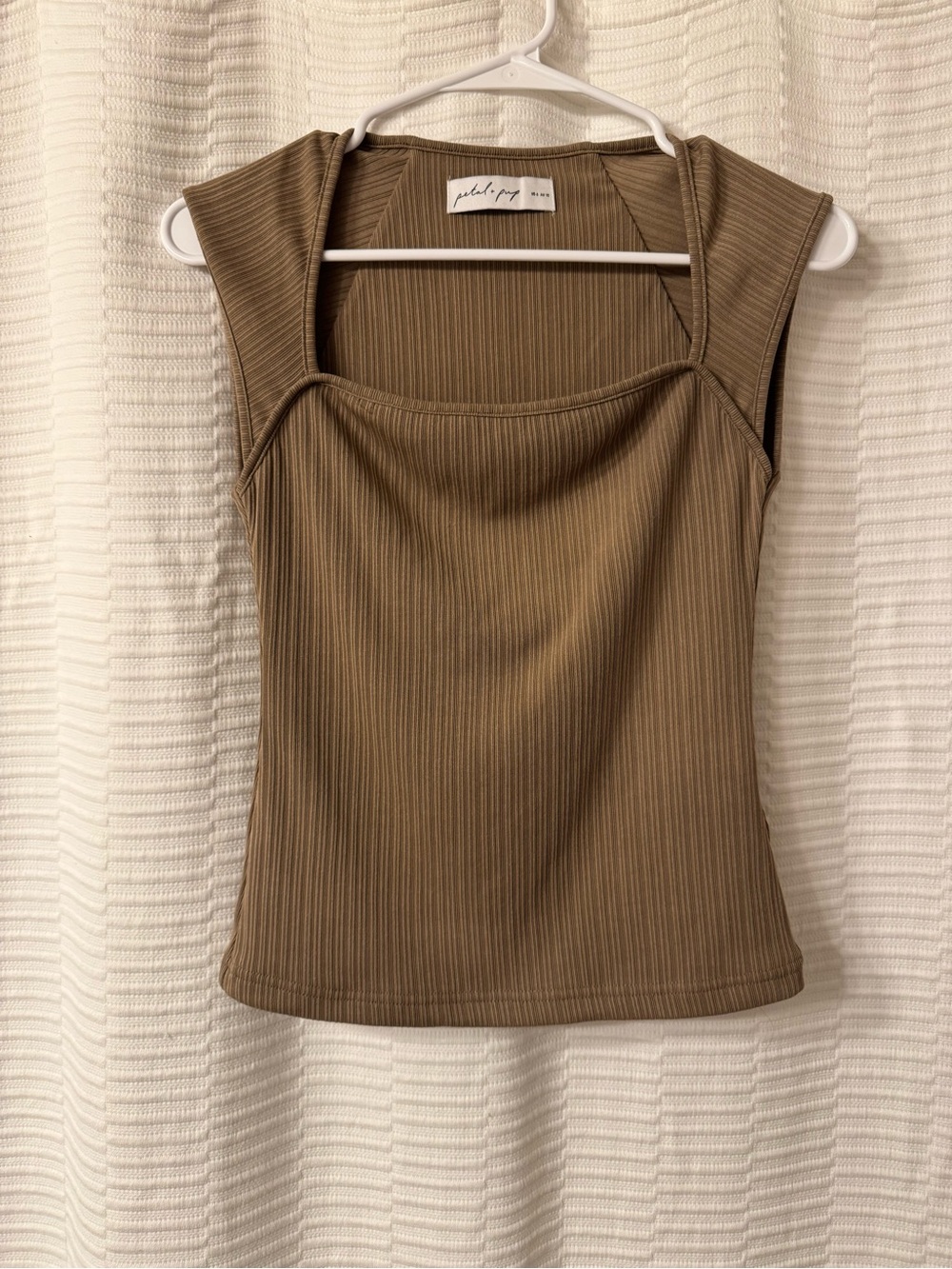 Petal & Pup Ribbed Square Neck Tank Top Taupe Beige Size 6